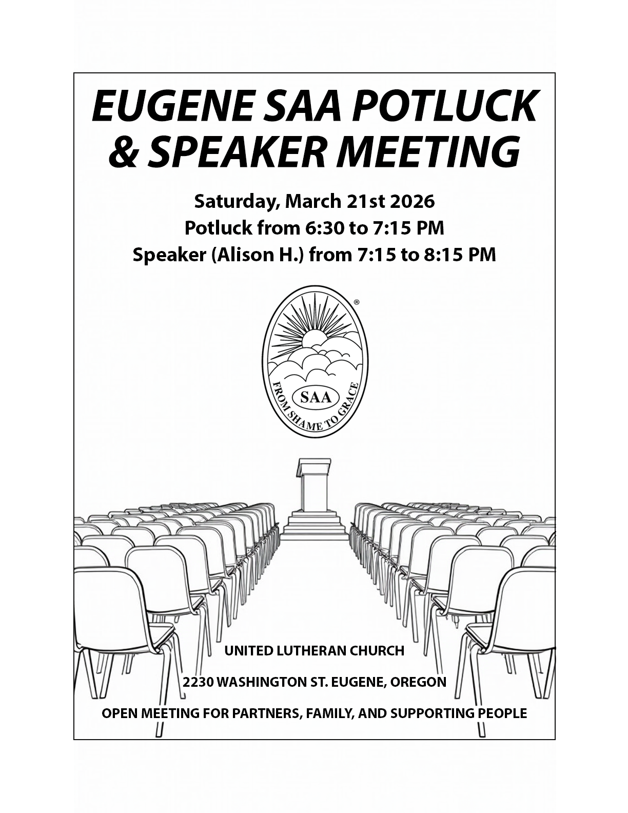 March 2026 Eugene SAA Potluck and Speaker Meeting