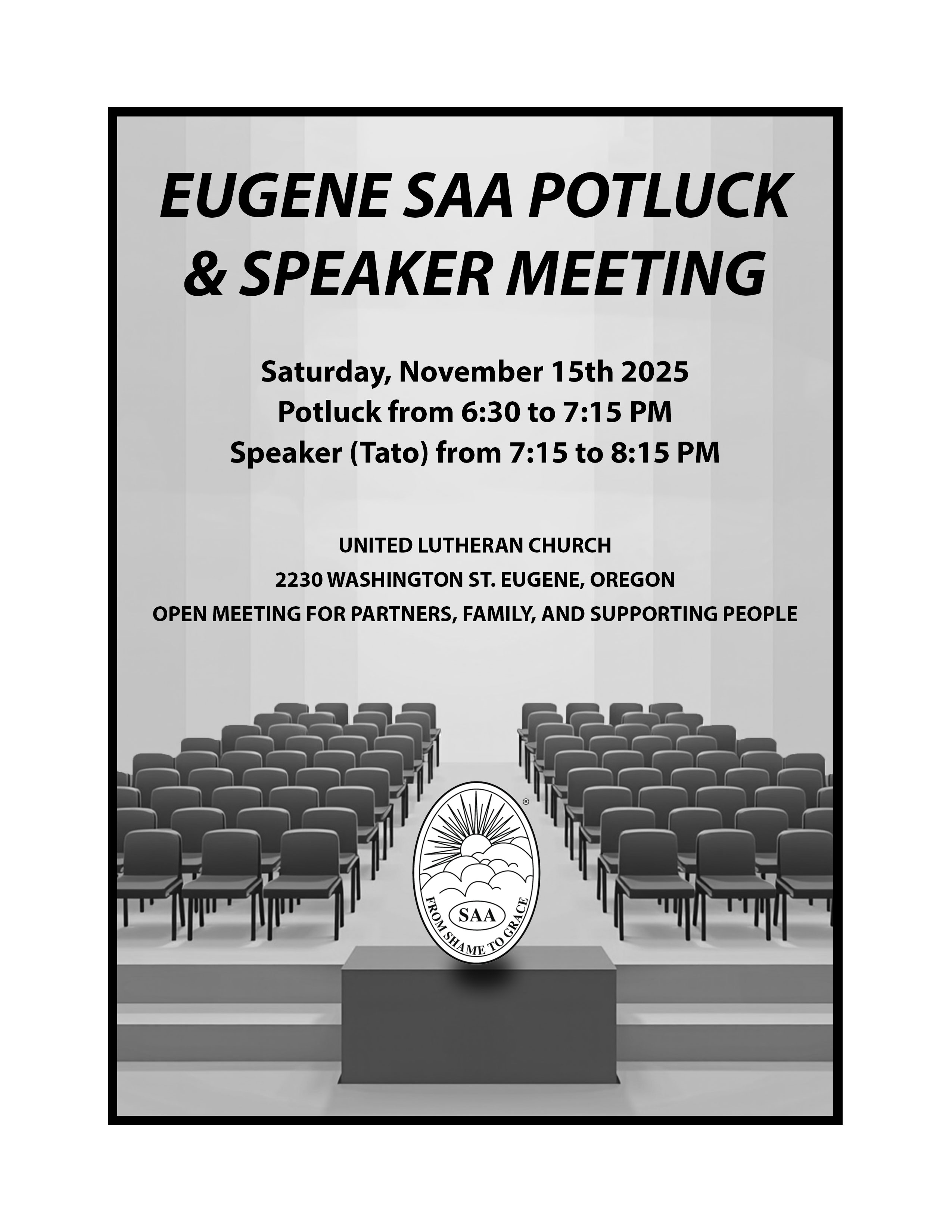 November 2025 Eugene SAA Potluck and Speaker Meeting