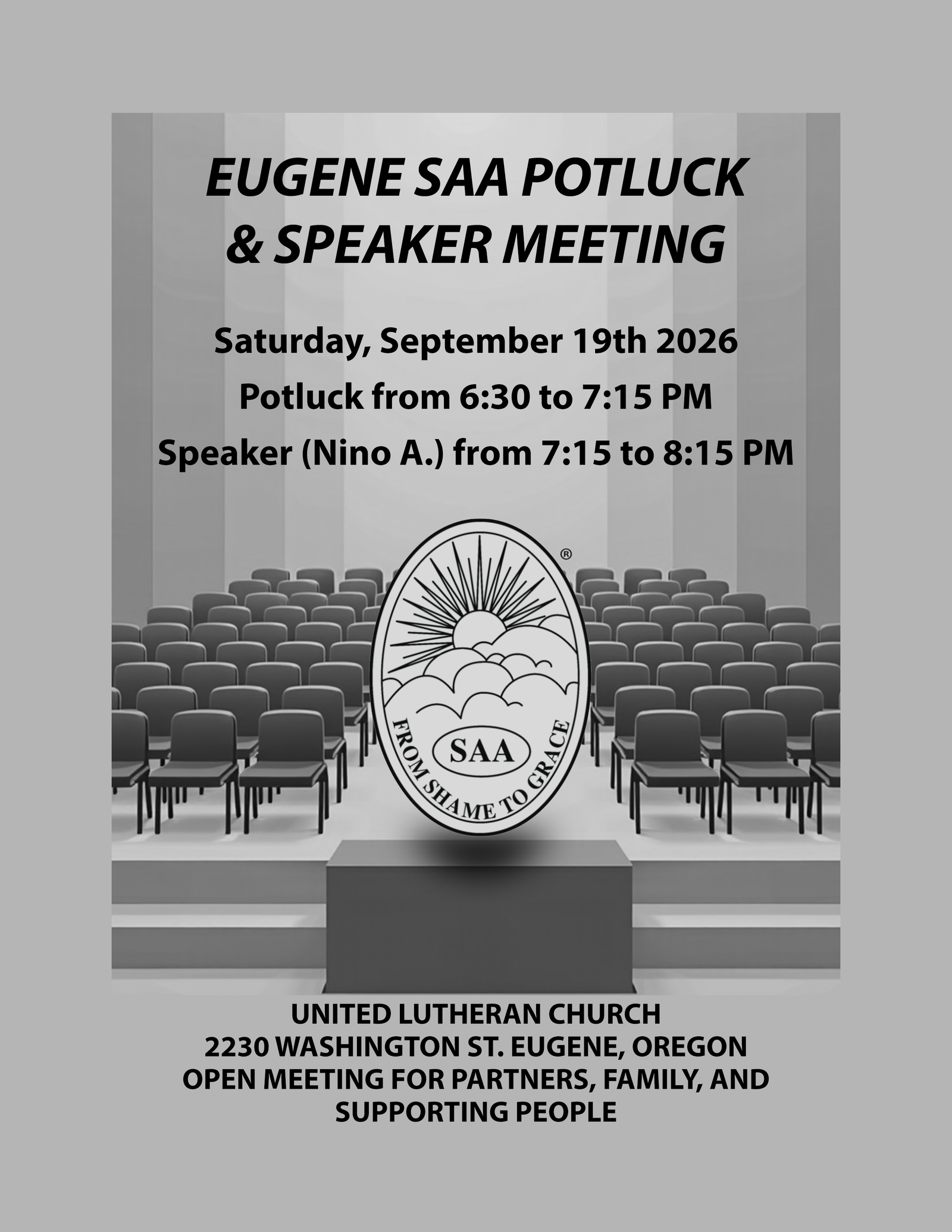 September 2026 Eugene SAA Speaker Meeting and Potluck